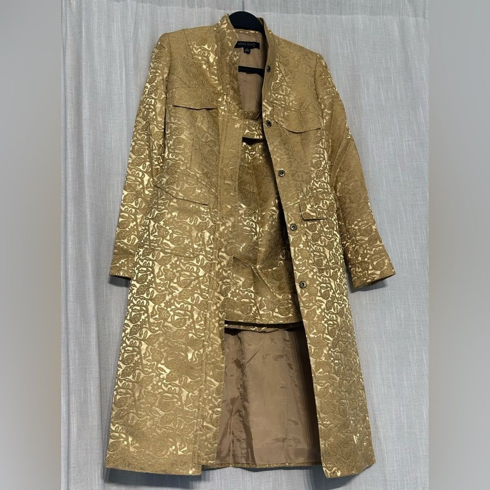 Anne Klein - Gold Tailored Trench and Skirt Suit set - Picture 2 of 16